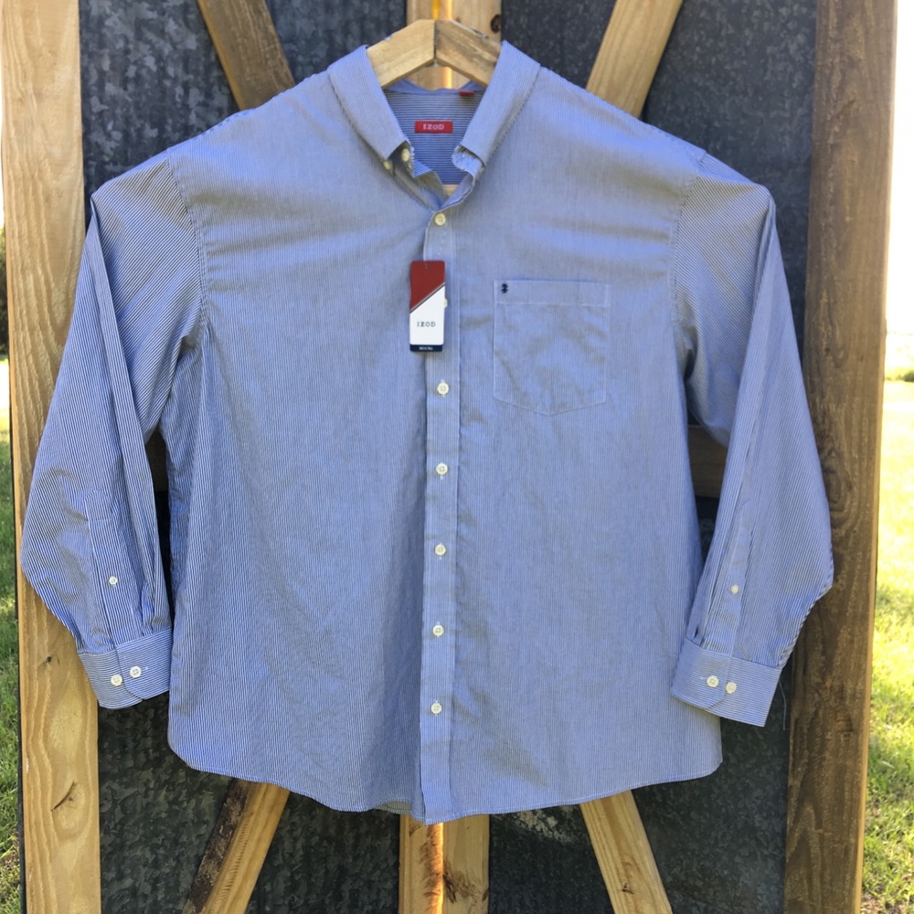 Izod NWT 2XL Button Down Long Sleeve Stripe Shirt
